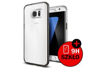 ETUI SPIGEN NEO HYBRID CRYSTAL SAMSUNG GALAXY S7 EDGE + SZKŁO HARTOWANE - Szary
