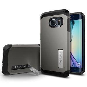 SPIGEN etui Tough Armor Gunmetal Samsung Galaxy S6 edge + szkło hartowane 9H - Gunmetal