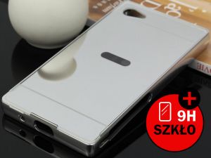 Etui Bumper plecki mirror do Sony Xperia Z5 Compact + szkło hartowane - Srebrny