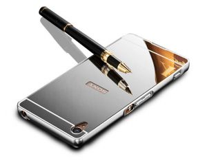Aluminiowe etui bumper mirror ramka plecki SONY Xperia Z5 - Srebrny