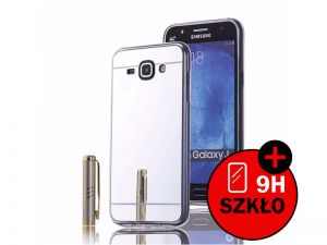 Etui lustrzane mirror gel Samsung Galaxy J1 2016 Srebrne + Szkło - Srebrny