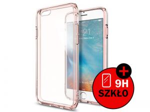 Etui spigen ultra hybrid iPhone 6 / 6s Rose Crystal + szkło - Różowy