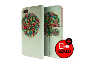 Etui portfel iPhone 5 5s SE Drzewo + Szkło - Drzewo