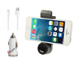 UCHWYT SAMOCHODOWY 360o UNIWERSALNY NA KRATKĘ GENERIC+ŁADOWARKA SAM.+KABEL 8 PIN