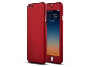 Etui 360o Full Protection iPhone 6/6S + Szkło hartowane - Czerwony