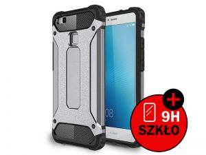 ETUI PANCERNE HUAWEI P9 LITE + SZKŁO HARTOWANE - Srebrny