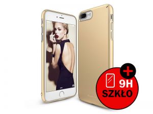 Etui Ringke Slim Apple iPhone 7 Plus Royal Gold + Szkło - Złoty